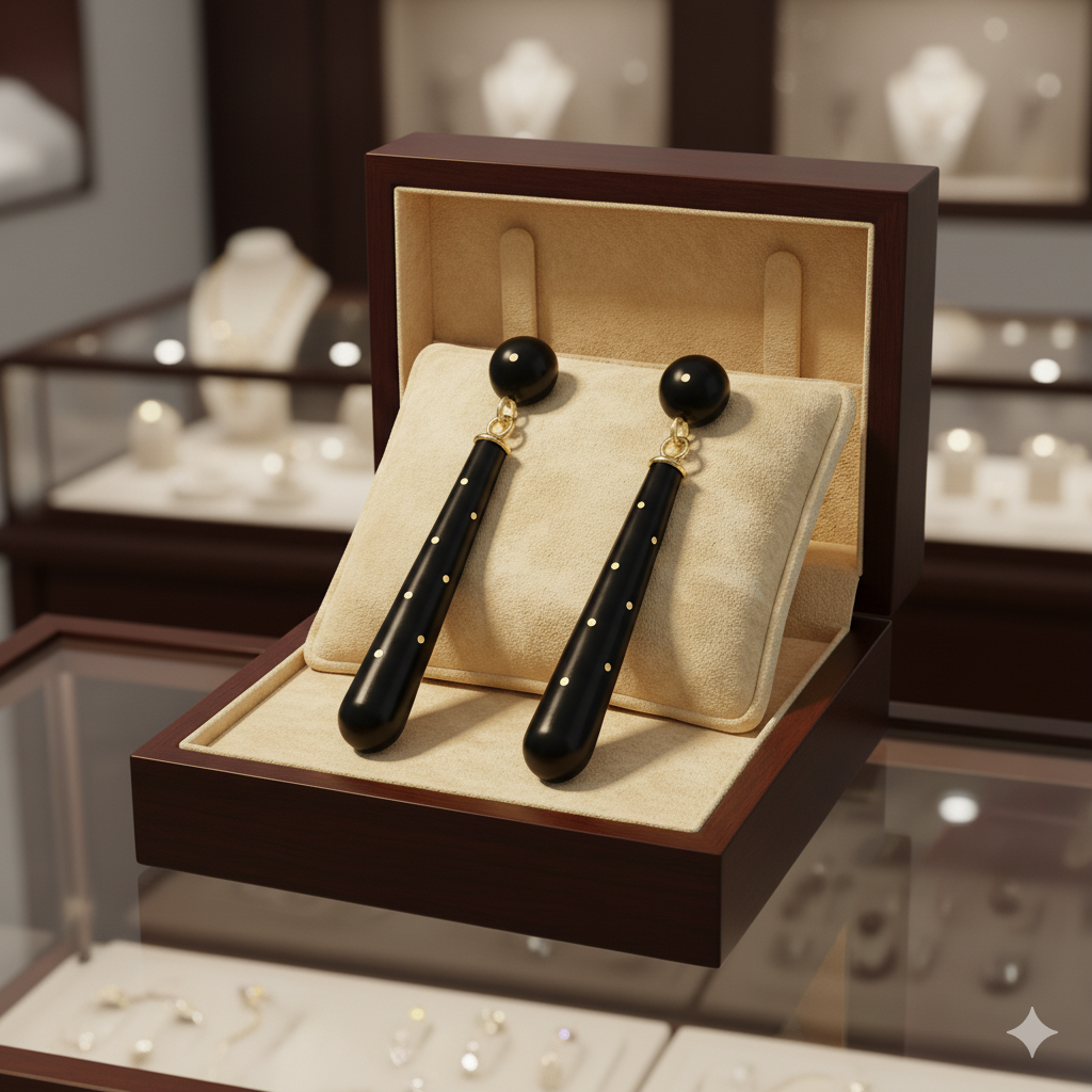 Midnight Gleam - Gold & Ebony Earrings