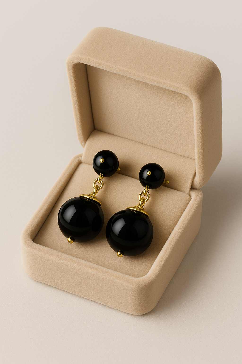 The Lily - Onyx and Gold Earrings