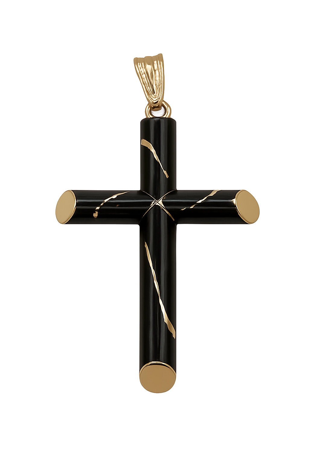 Golden Trace - Ebony and Gold Cross Pendant
