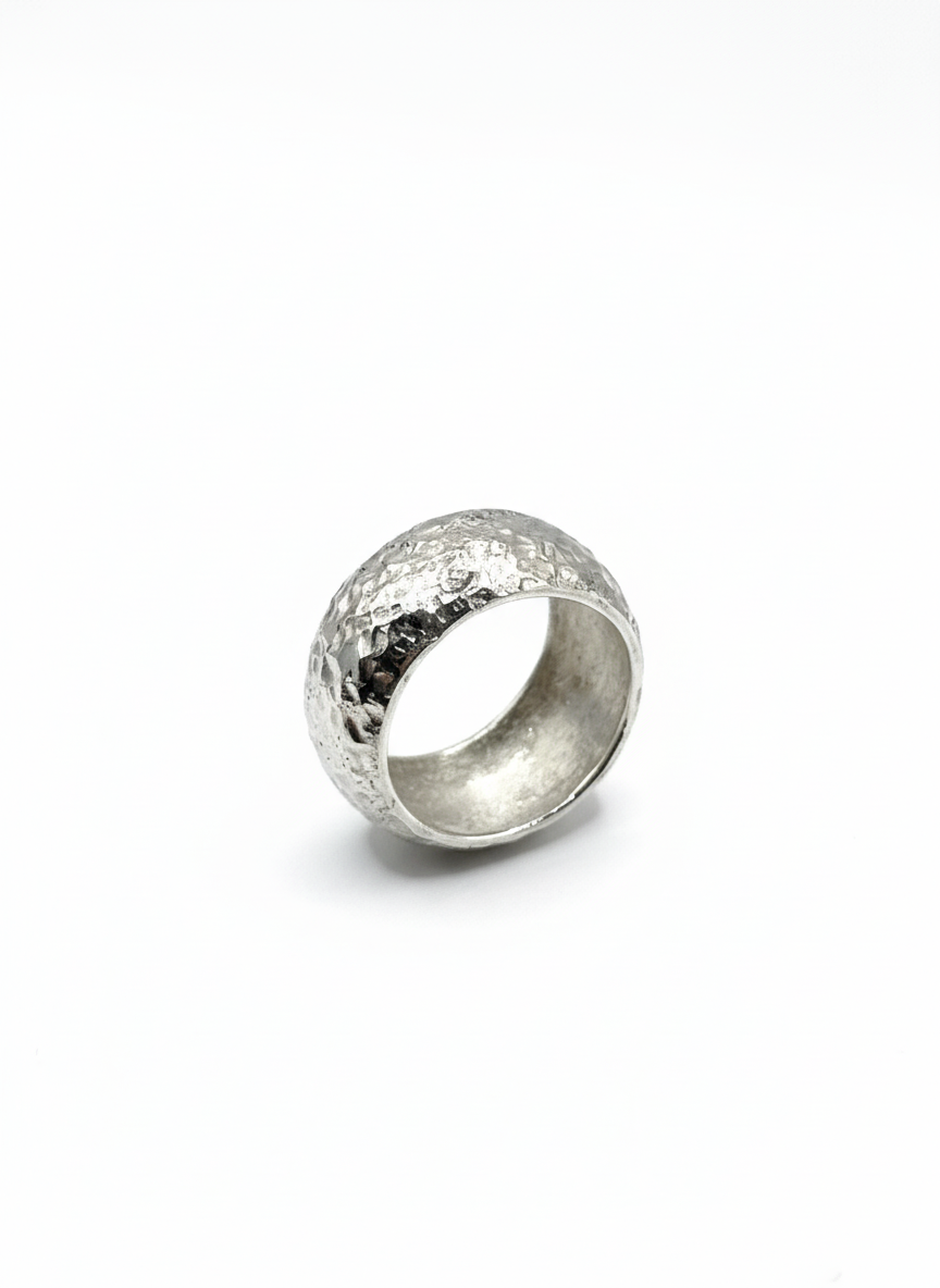 Hammered Band - Hand hammered silver ring