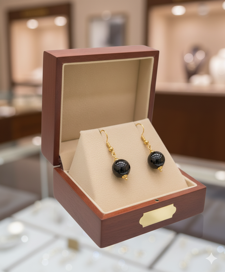 Noir Orb - Onyx & Gold Earrings