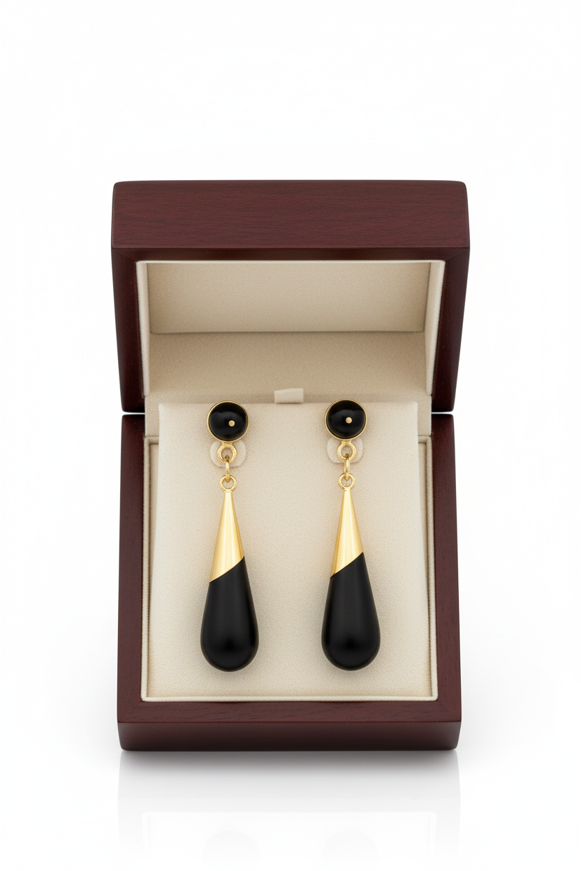 Lagrimas Negras (Black Tears) - Gold & Ebony Earrings