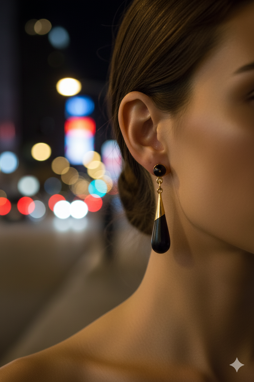 Lagrimas Negras (Black Tears) - Gold & Ebony Earrings