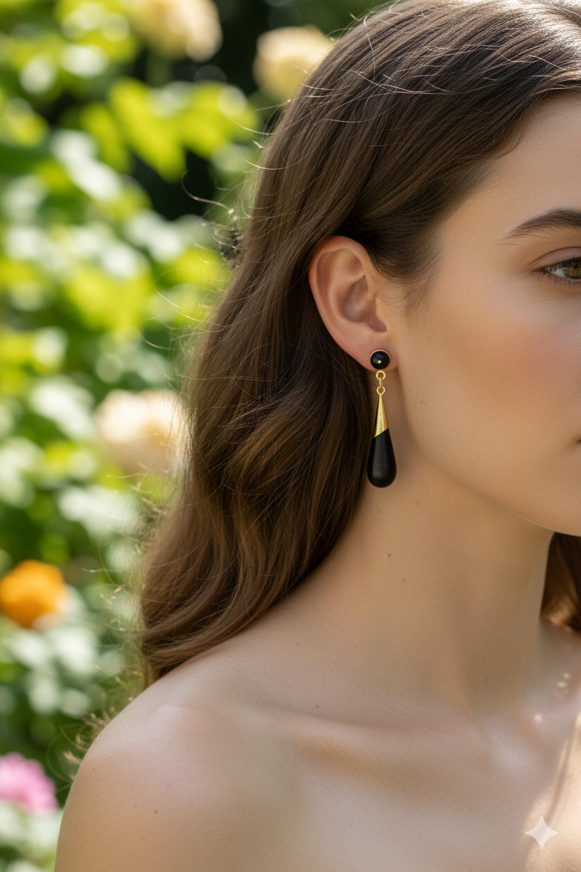 Lagrimas Negras (Black Tears) - Gold & Ebony Earrings