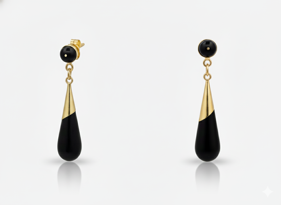 Lagrimas Negras (Black Tears) - Gold & Ebony Earrings