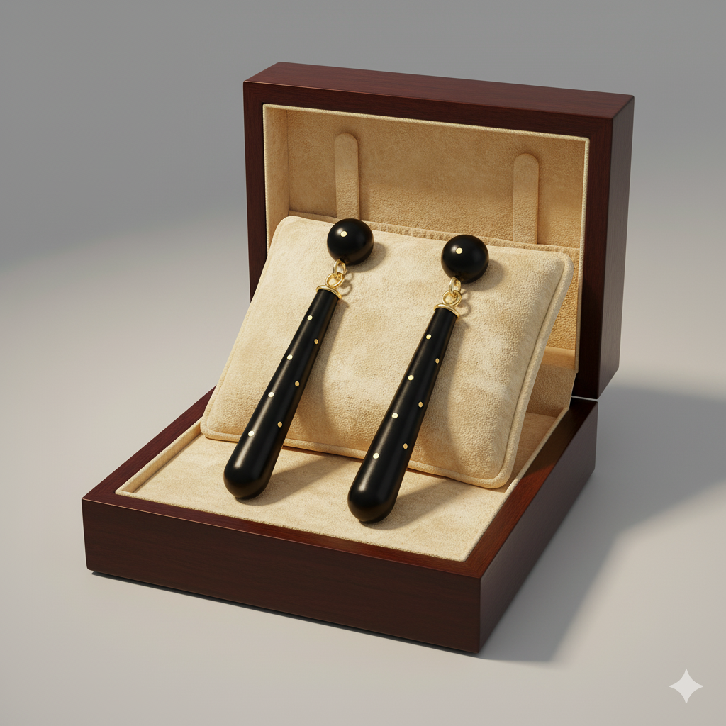 Midnight Gleam - Gold & Ebony Earrings