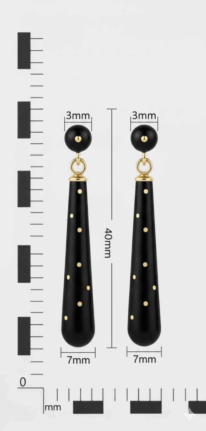 Midnight Gleam - Gold & Ebony Earrings