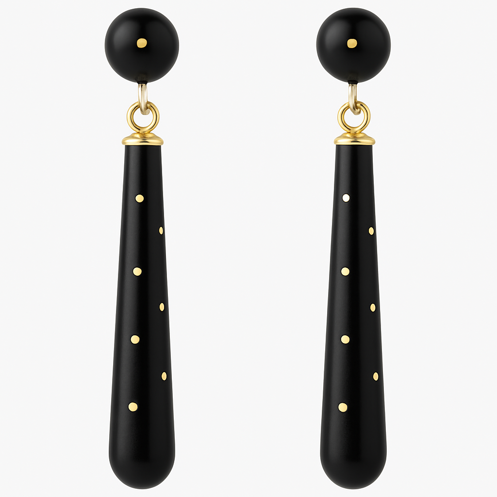 Midnight Gleam - Gold & Ebony Earrings