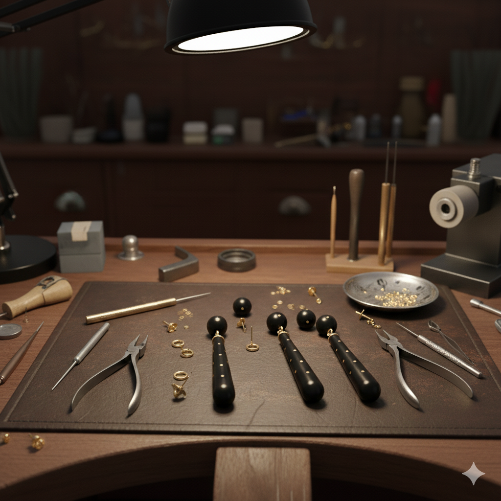 Midnight Gleam - Gold & Ebony Earrings