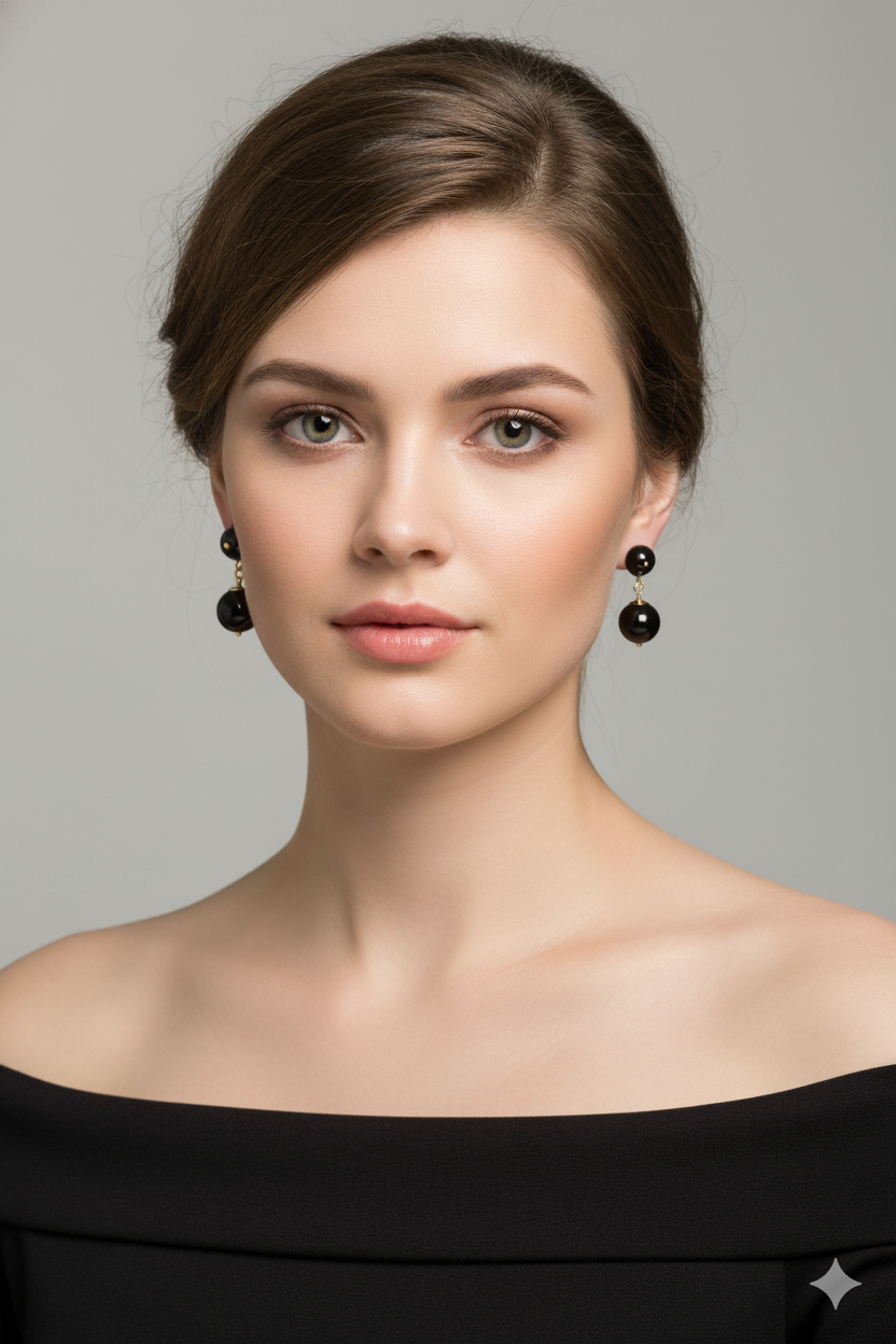 The Lily - Onyx and Gold Earrings