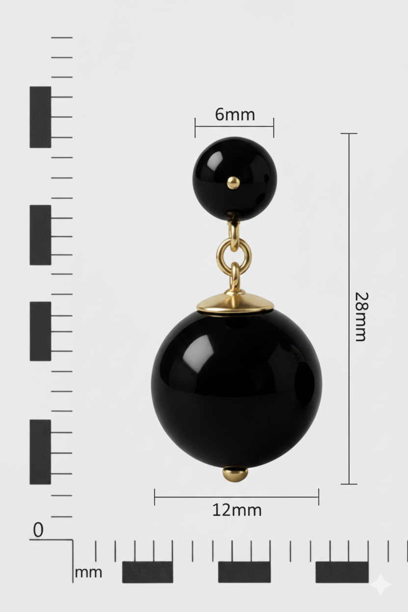 The Lily - Onyx and Gold Earrings