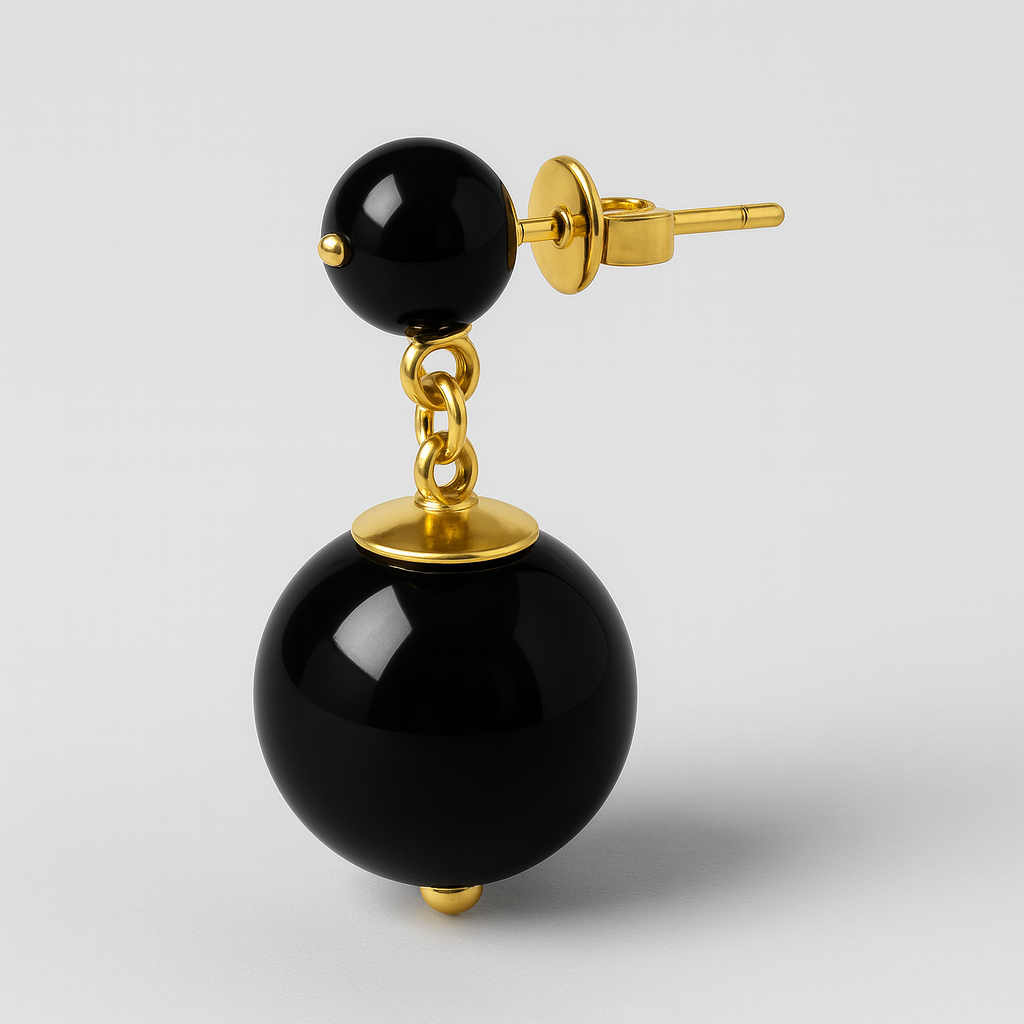 The Lily - Onyx and Gold Earrings