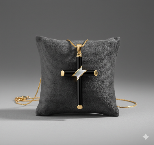 Pure Sash - Ebony and Gold Cross with Diagonal Mother of Pearl Inlay