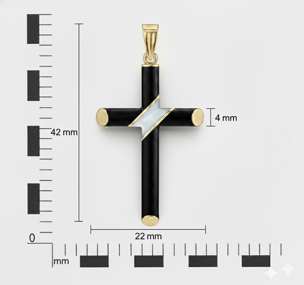Pure Sash - Ebony and Gold Cross with Diagonal Mother of Pearl Inlay