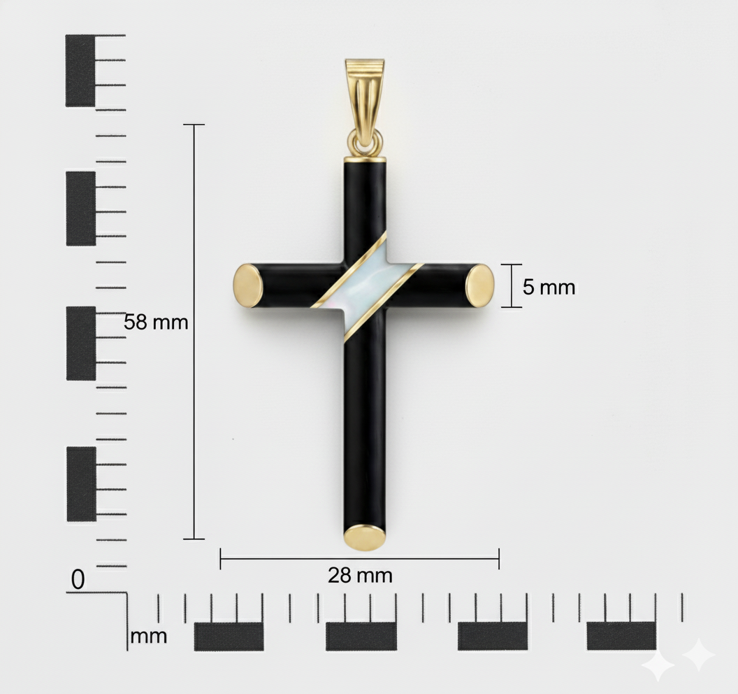 Pure Sash - Ebony and Gold Cross with Diagonal Mother of Pearl Inlay