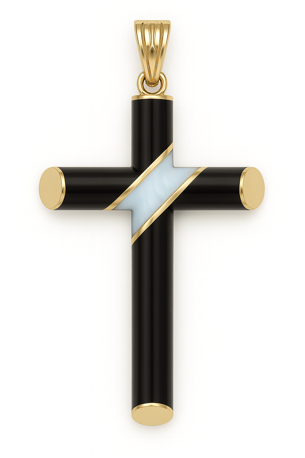 Pure Sash - Ebony and Gold Cross with Diagonal Mother of Pearl Inlay