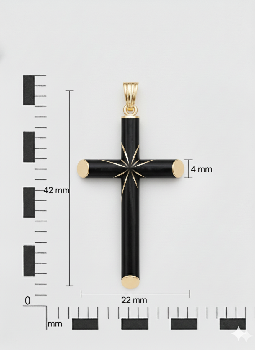 Guiding Star - Ebony and Gold Cross Pendant