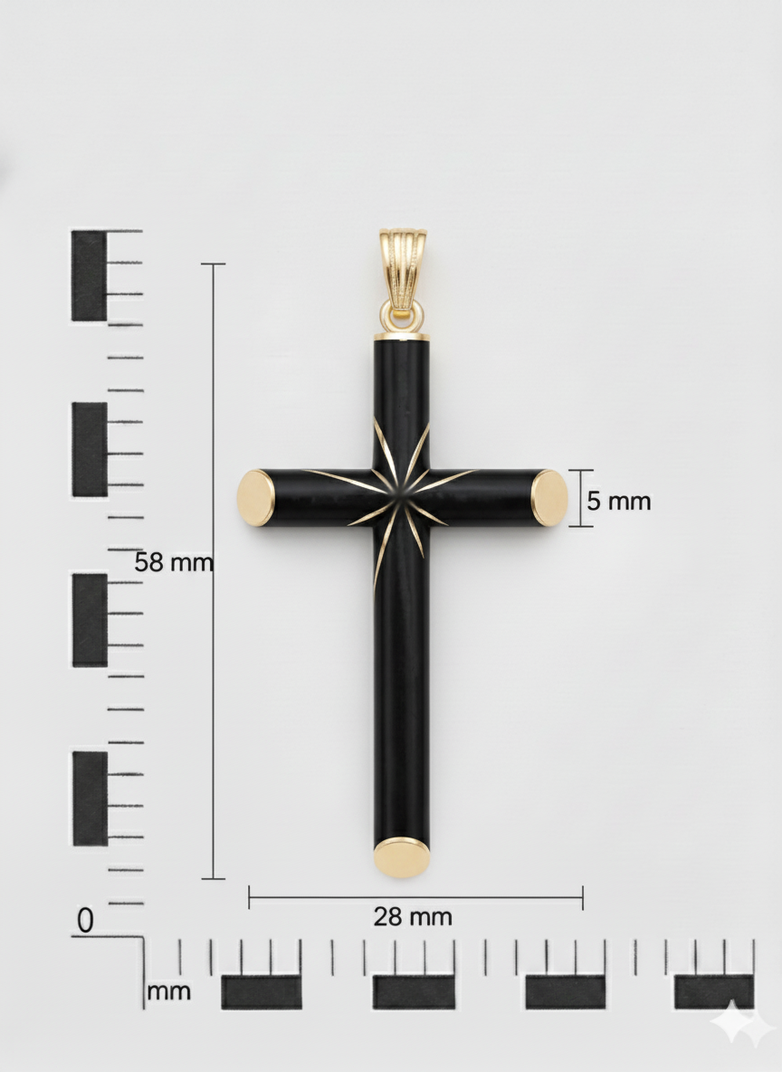 Guiding Star - Ebony and Gold Cross Pendant