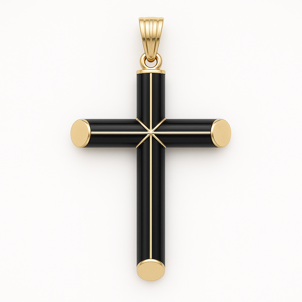 Auric Noir Cross – Ebony and Gold cross pendant