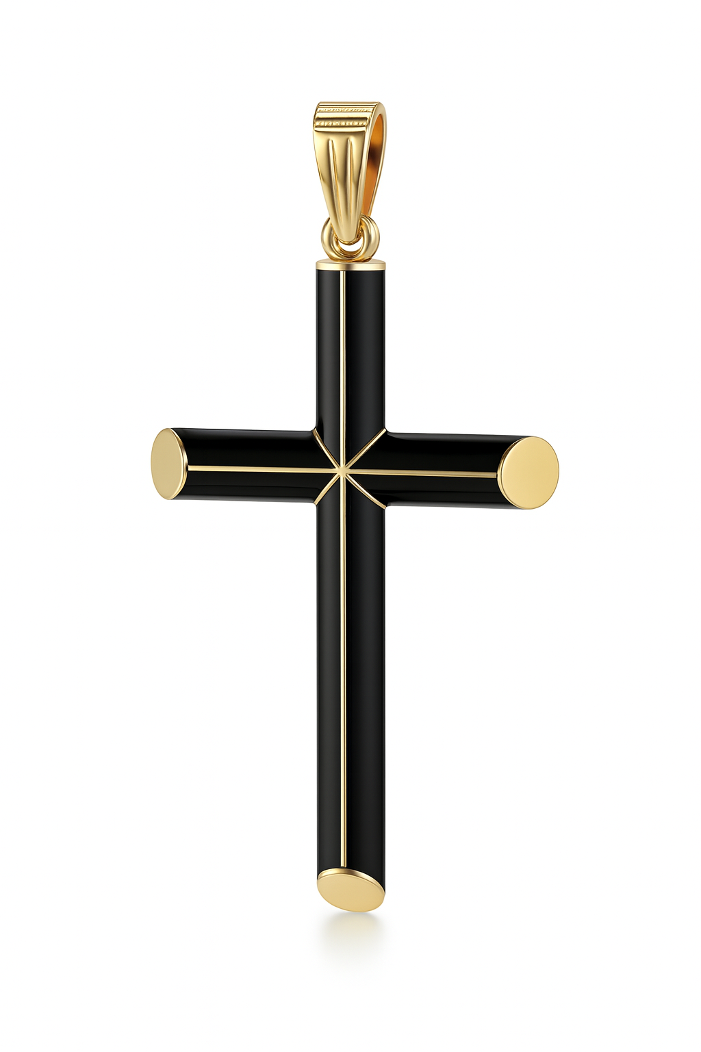 Auric Noir Cross – Ebony and Gold cross pendant