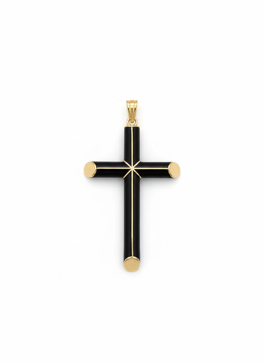 Auric Noir Cross – Ebony and Gold cross pendant