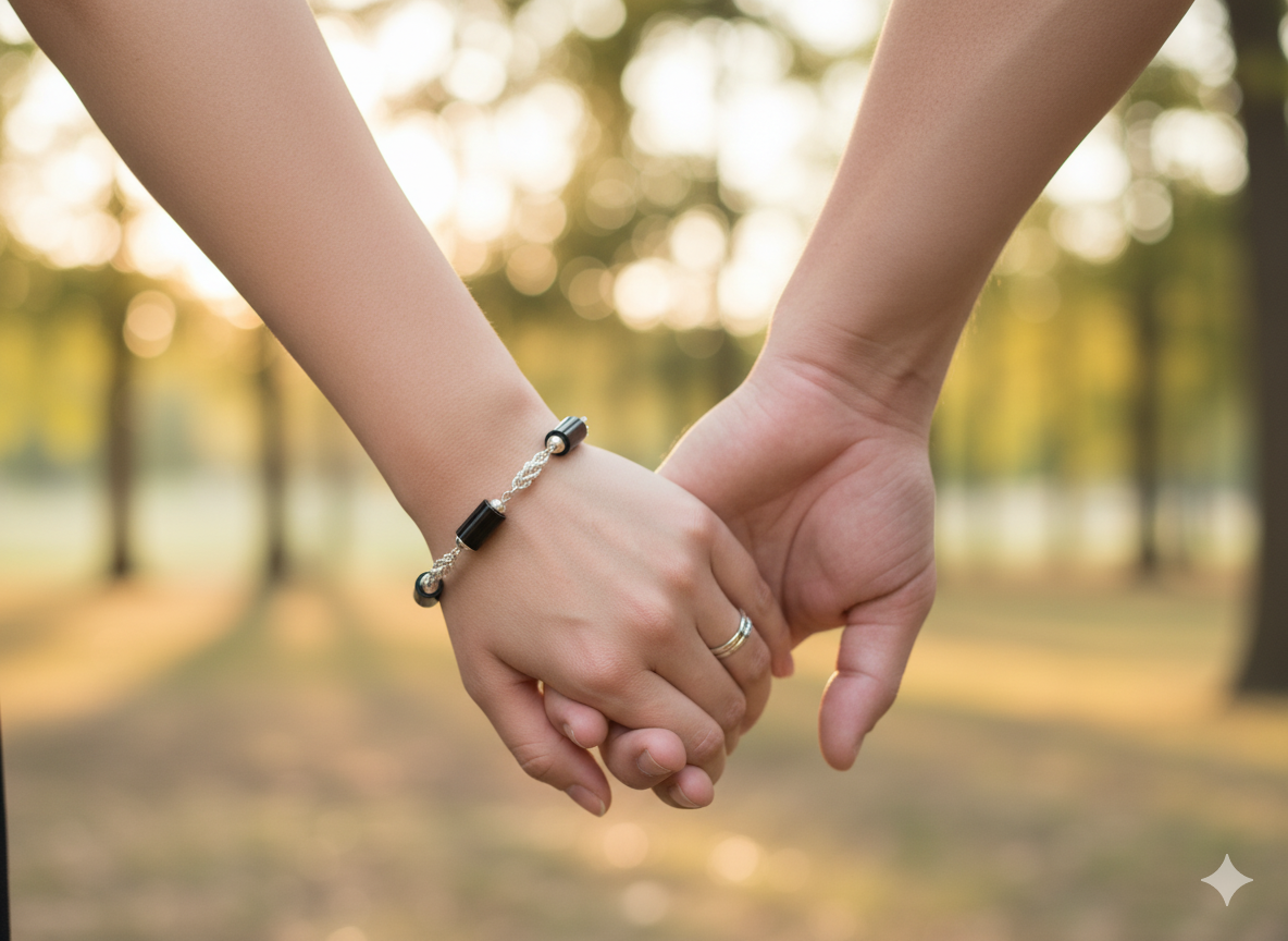 Ebon Link - Ebony and Silver bracelet with byzantine links