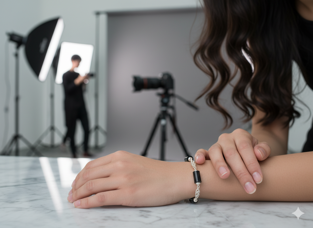 Ebon Link - Ebony and Silver bracelet with byzantine links