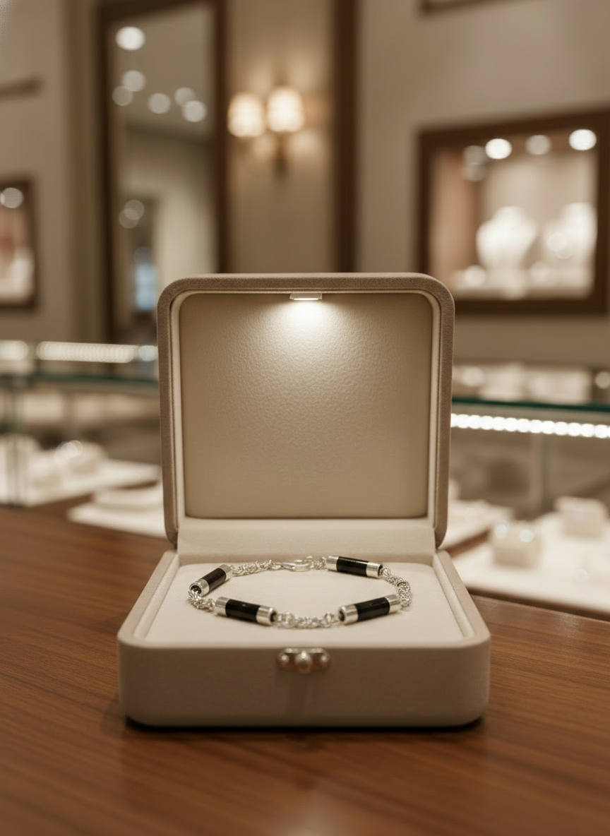 Ebon Line - Ebony & Silver Bracelet