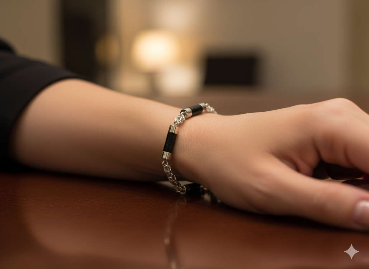 Ebon Line - Ebony & Silver Bracelet