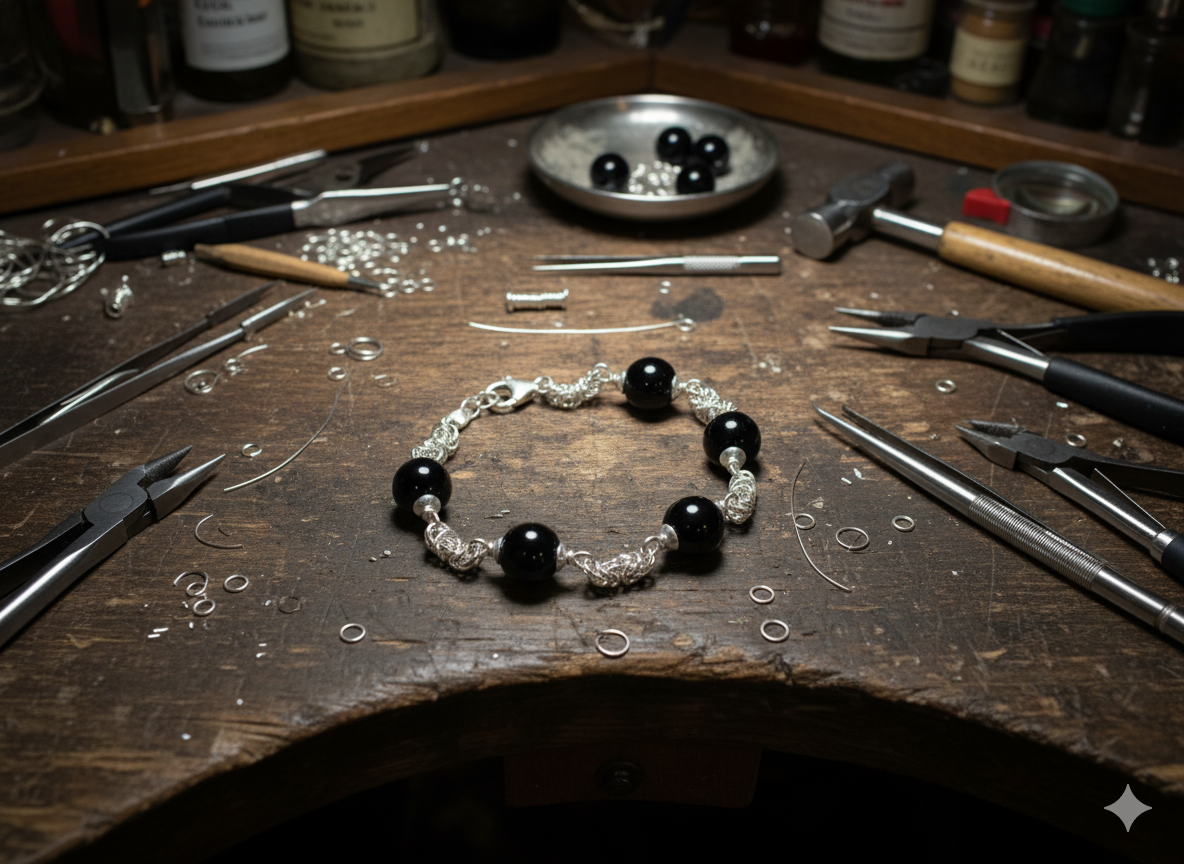 Classic Round Onyx & Silver Bracelet
