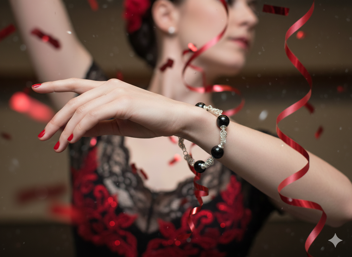 Classic Round Onyx & Silver Bracelet